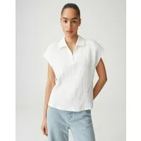 OPUS Kurzarmshirt Santolini aus Webware mit Crinkle Effekt leichte Transparenz, weicher Griff, Casual