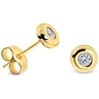 Miore Paar Ohrstecker MA978ZE - aus 9 Karat 375 Gelbgold mit Zirkonia 0,40 Karat, Damenohrringe mit Durchmesser 5,5 mm