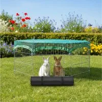 Zooprinz Freigehege Gittergehege mit Bodenschutz für Hasen, Kaninchen, Welpen, Faltbarer Freilauf Auslauf, Stecksystem, einfacher Aufbau
