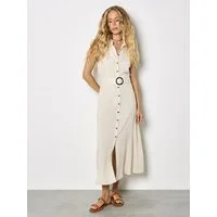 Apricot Midikleid Midikleid aus Leinenmischung (mit Stoffgürtel) mit Gürtel