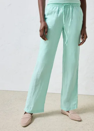 bonprix Schlupfhose aus reinem Leinen, grün, Gr.36, hochwertige weite Hose aus reinem Leinen, aus Leinen