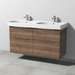 Sanipa 3way Waschtischunterbau zu Geberit Smyle Square Waschtisch mit 4 Auszügen, Eiche-Tabak UM67450