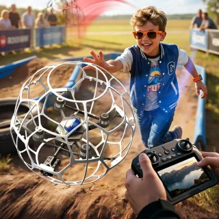 4DRC V51 Flying Football WiFi FPV with 4.5inch LCD Screen Controller HD Camera Turtle Mode Optical Flow Hovering Stunt F
