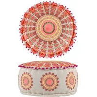Marrakesch Orient & Mediterran Interior Pouf Boho Pouf Garet handgefertigt aus Baumwolle in Orange 50 cm Dekoration (1-St), Handarbeit