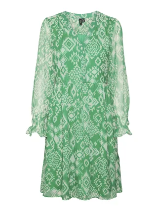VERO MODA - VMGEMA GIL L/S V-NECK ABK DRESS WVN BTQ bright green - Gr. - M