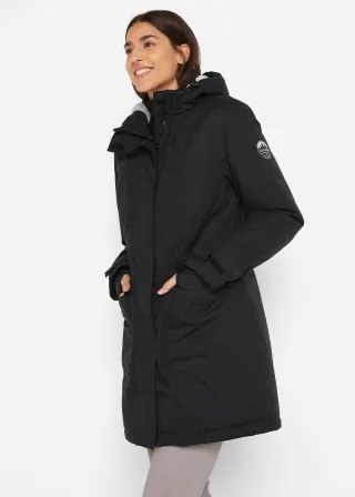 bonprix wasserdichte Funktions-Parka mit Teddyfleece in der Kapuze, schwarz, Gr.44, Bequemer Funktions-Parka mit Teddyfleece und Kapuze, aus Fleece