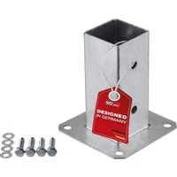 SO-TECH® Pfostenträger für Vierkantholz, zum Aufschrauben, aus Stahl feuerverzinkt, (1-St), Höhe 152 mm, Terrasse Gartenpfosten 60 x 60 mm mit Schrauben