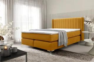 Boxspringbett Schlafzimmerbett AGNUS 200x200cm in Stoff Salvador Honiggelb