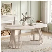i@home Esstisch (für 4–8 Personen, 1-St), Ausziehbarer Massivholz minimalistisch, rund Küchentisch 175 cm