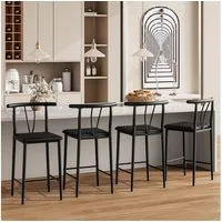 GarveeMore Barhocker mit U-förmiger Rückenlehne & schwarzes Metallgestell (4 St), PU-Leder Sitzfläche, Sitzhöhe 64 cm, Gesamthöhe 95 cm