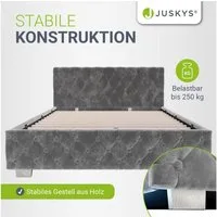 Juskys Polsterbett Nizza, Stauraum, LED Licht, Chesterfield Steppung, Samtbezug