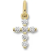 ONE ELEMENT Kettenanhänger Zirkonia Kreuz Anhänger aus 333 Gelbgold, Feine Gestaltung – ein Sinnbild mit ruhiger Eleganz