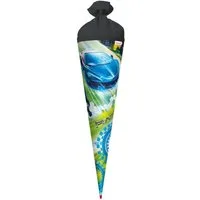 Roth Schultüte Racing, 70cm rund mit Rot(h)-Spitze und Filzverschluss in Schwarz