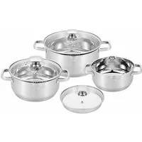 CS Koch-Systeme Topf-Set Leipzig, Edelstahl (Set, 6-tlg., je 1 Bratentopf mit Glasdeckel Ø 16/20/24 cm), rostfrei, Induktion