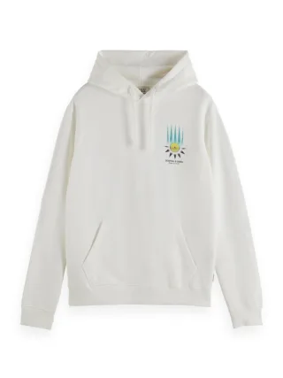Scotch & Soda - Hoodie mit Artwork auf Vorder- und Rückseite weiß - Gr. - M