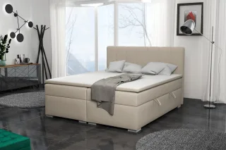 Boxspringbett Schlafzimmerbett LAURIN 140x200cm Stoff Soro Creme