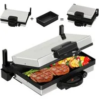 Scheffler Elektrogrill Kontaktgrill 3 in 1 Multigrill, Grill, Elektrischer Optigrill, 2000,00 W, Antihaftbeschichtet, Edelstahl Tischgrill mit Grill
