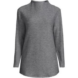 Strickshirt mit Schornsteinkragen, Damen,  Schwarz, Viskose/Polyester-Mischung/Nylon-Mischung, by Lands' End
