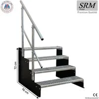 SRM Design Außentreppe 4 Stufen Standtreppe schwarz 18 cm Stufenhöhe 100 cm Breite 72 cm Höh