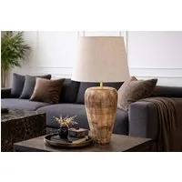 riess-ambiente Tischleuchte PURE NATURE 65cm weiß/natur - Massivholz, Stoffschirm, handmade, Ein-/Ausschalter, ohne Leuchtmittel, leicht zu kombierendes Einzelstück – ideal für Wohn- & Schlafzimmer