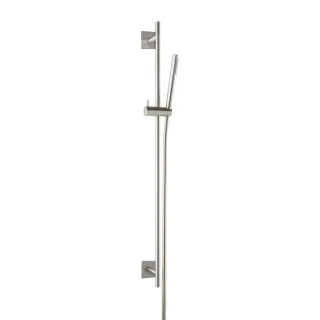 Herzbach Design iX Dusch-Wandstangenset 17.922700.2.09 900 mm, Rosette 70x70mm, mit Stabhandbrause, Edelstahl gebürstet
