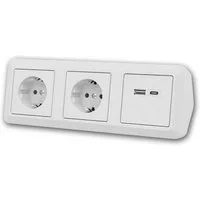 McPower Aufputz-Steckdose CUP Aufbau-Steckdosenblock weiß, 2-fach + USB-A&C