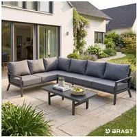 BRAST Gartenlounge-Set Aluminium Adria, viele Varianten & Module, (Loungemöbel Essgruppe Gartenmöbel, bis zu 5 Personen, Sofa Sessel Tisch), Ecksofa Komplettset 1