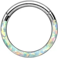 PIERCINGLINE Nasenpiercing Titan Segmentring Clicker SYNTHETISCHER OPAL Ohrpiercing Septum Nase (Clicker, 1-tlg), Ohrpiercing für Conch, Helix, Tragus, Daith, Lobe