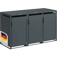 STEELSØN Mülltonnenbox Thoria 240L aus verzinktem Stahl (Anthrazit, verfügbar mit 1, 2, 3, 4, oder 5 Türen), Für 3 Tonnen