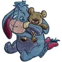 Disney Aufnäher Bügelbild, Aufbügler, Applikationen, Patches, Flicken, zum aufbügeln, Polyester, Esel I Aah mit Teddy - Größe: 7,9 x 7,5 cm