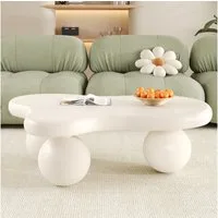 Ulife Couchtisch Wohnzimmertisch, Beistelltisch, mit LED-Beleuchtung, 16 Farben wählbar, Wolkenform+Rundbein-Design, 95x62,5x32cm