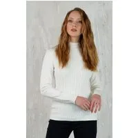Passioni Strickpullover mit Zopfmuster und Perlendetail