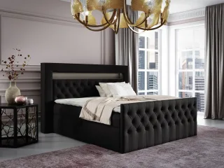 Boxspringbett Schlafzimmerbett ERNESTO Nr.1 140x200cm in Elisa Velvet Schwarz