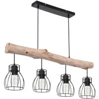 GLOBO LIGHTING Hängeleuchte, Leuchtmittel nicht inklusive, Design Decken Hänge Leuchte Holz Balken Pendel Spot Ess Zimmer