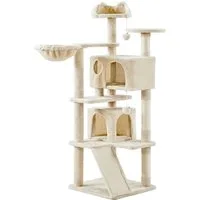 Yaheetech Kratzbaum 146 cm (H), Plüsch Kletterbaum Katzenbaum, mit 3 Aussichtsplattformen, für kleine und mittelgroße Katzen