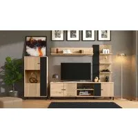 Home affaire Wohnwand Avignon, inkl. Highboard, TV-Board, Standregal und Wandregal, (Komplett-Set, 4-St), 263 cm, Trendfarben, mit dekorativen schwarzen Streifen, TV bis 58'