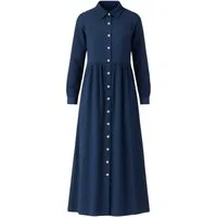WENOR Sommerkleid Musselin Maxikleid 100% Baumwolle, mit Knopfleiste, 145 cm Modest hoher Tragekomfort, blickdicht, figurumspielend