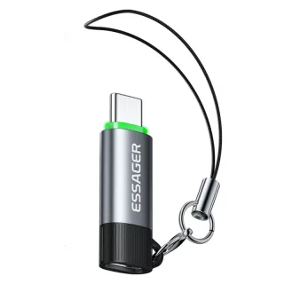 ESSAGER ES-OTG35 Smart Power-Off Adapter 5A 100W Adapter Charging USB-C Male to USB-C Female Converter with Breathing Li