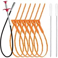 FOUORTUNATE-BEE Rohrreinigungsspirale Abflussreiniger Set 9-teilig – Rohrspirale & Haarentferner, Abfluss Schlange für Bad, Küche, WC & Waschbecken