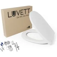 LUVETT WC-Sitz C100 mit Absenkautomatik, Duroplast sanitär, Universelle O-Form (Komplett-Set, Inklusive 3 Befestigungsarten), mit Original SoftClose® Absenkautomatik, Duroplast