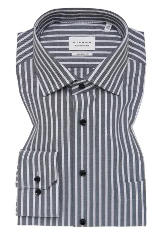 ETERNA - Hemd Twill Langarm anthrazit - Gr. - 44/Langarm - 65cm
