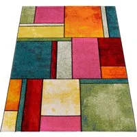 Paco Home Teppich Brilliance 661, rechteckig, Höhe: 18 mm, Kurzflor, modernes 3D-Patchwork Design