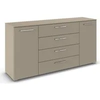rauch Kombikommode Sideboard Schubkommode Kommode MONTCLAR Front Dekor/Hochglanz/Glas (Breite 160 / Höhe 81 cm, 2 Einlegeböden, inkl. Soft-Close-Funktion), 2-türig, 4 geräumige Schubladen, viele Griffvarianten MADE IN GERMANY