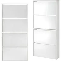 en.casa Schuhschrank »Vogar« mit 4 verspiegelten Türen 134x63x17 cm Weiß