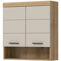 Inn.Furn Hängeschrank Shawn (Badschrank in Eiche mit Sand / Kaschmir, 2-türig, 74 x 79 cm) mit viel Stauraum