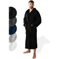 SIEGENTHAL Herrenbademantel 100% Baumwolle Frottee Velours mit Kapuze Wadenlang Wellness und Spa, Kapuze, Bindegürtel, Wadenlang, 2x Taschen, 100% Baumwolle, weich und elegant