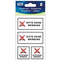 TSI Schreibwaren Aufkleber Etiketten BITTE KEINE WERBUNG