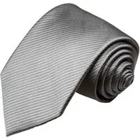 Paul Malone Krawatte Herren Seidenkrawatte Designer Schlips modern einfarbig 100% Seide Breit (8cm), silber grau 977