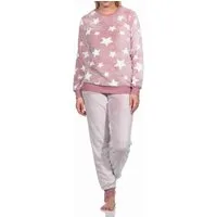 Normann Pyjama Damen langarm Schlafanzug mit Bündchen in Sterneoptik