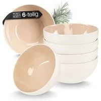 Moritz & Moritz Geschirr-Set CAVO Müslibowl Almond (6-tlg), Steinzeug, Spülmaschinengeeignet